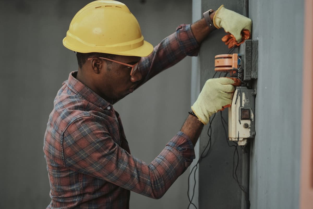 A technician working on power equipment